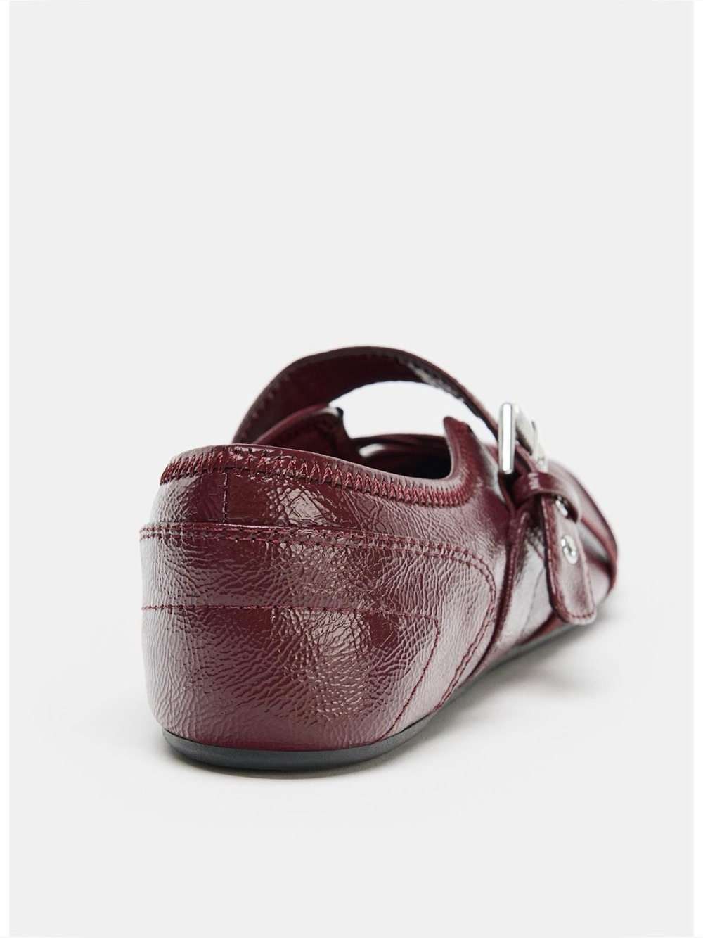 ZARA PATENT EFFECT BALLET FLATS WITH BUCKLES size 6.5 - Picture 3 of 6